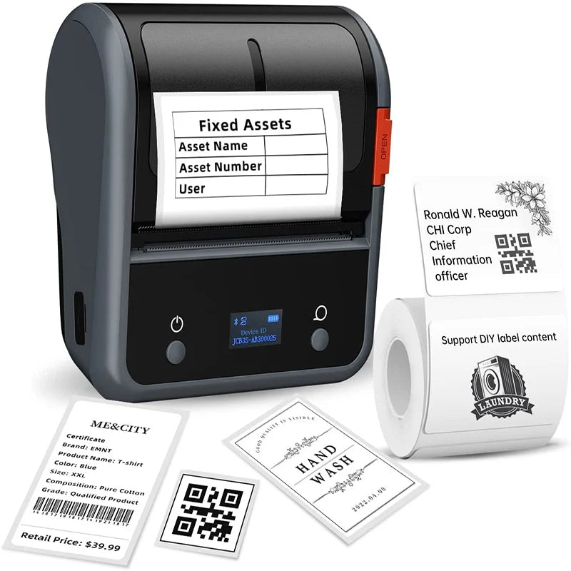 B3S Barcode Thermal Label Printer, Bluetooth Wireless Sticker Maker 20–75mm, Portable Inkless Label Printer for Clothing Jewelry & Shipping
