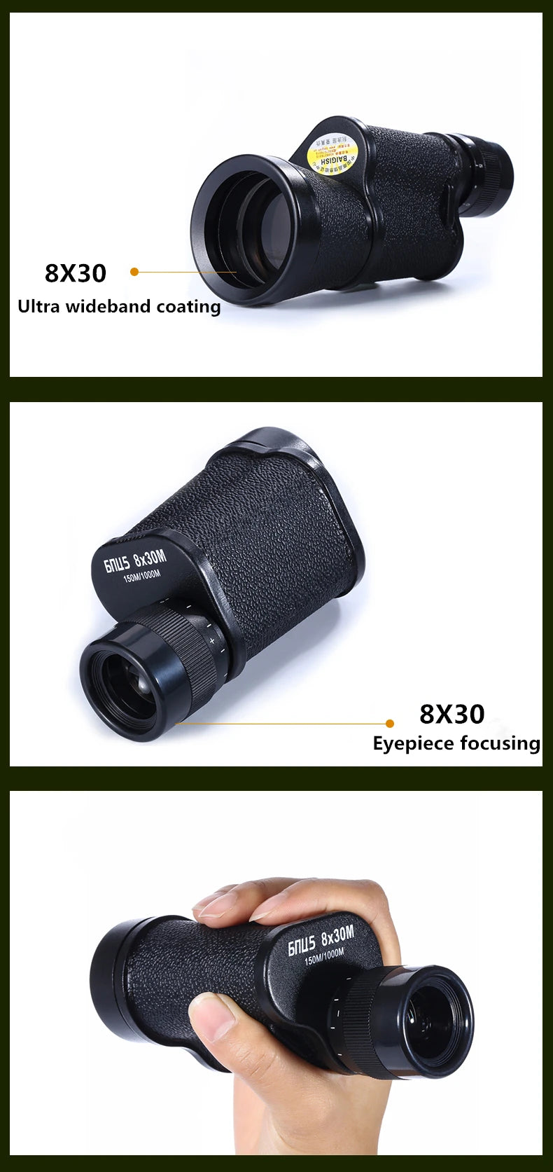 Metal 8X30 10X40 12X45 Military Monocular HD High Quality Portable Mini Telescope Captain Caribbean Pirates Spyglass Binoculars