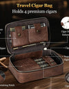 Cigar Humidor, Leather Travel Cigar Case, Include 4 Cigar Tubes & Humidifier, Cigar Draw Enhancer and Multifunction Cigar Cutter