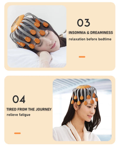 20Massage Heads Orange Scalp Head Massager Red Light Octopus Scratcher For Relaxation Stress Migraine