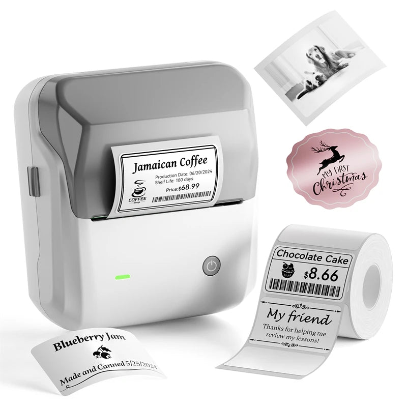 B31 Thermal Label Printer, Bluetooth Wireless Barcode Sticker Maker 20–77mm, Portable Inkless Label Printer for Business