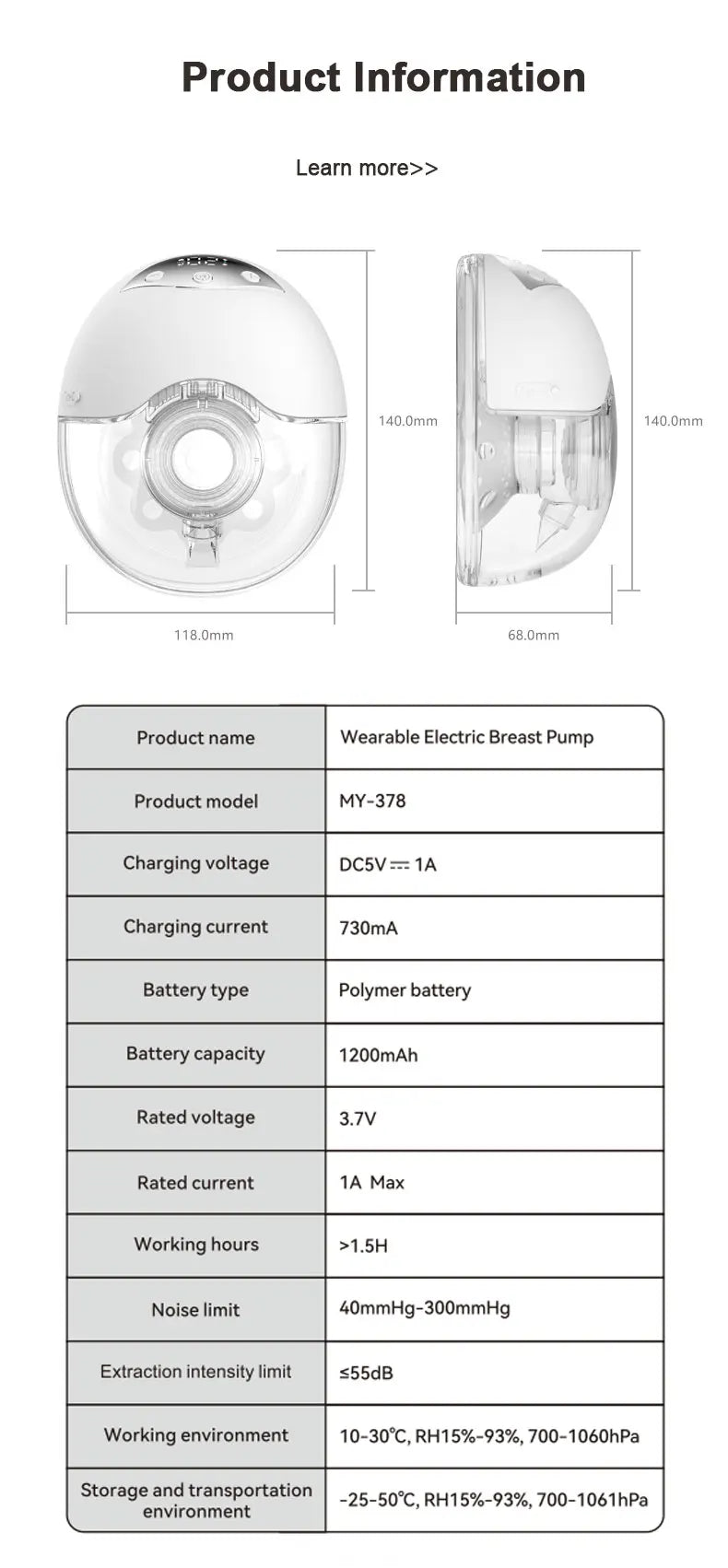 Wearable Electric Model Breast Pump Fully Automatic Portable Hands-free Silent Integrated Breast Pump  Accessories