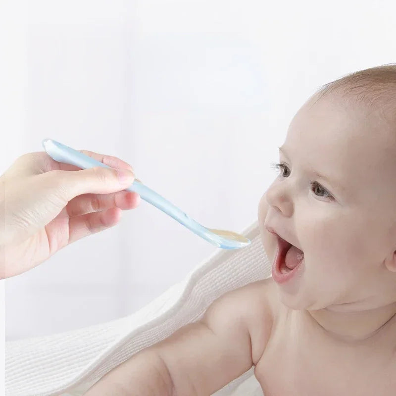 Soft Silicone  Spoon  Complementary Food Feeding Training Spoon for s Soft Tip Spoon 's Tableware