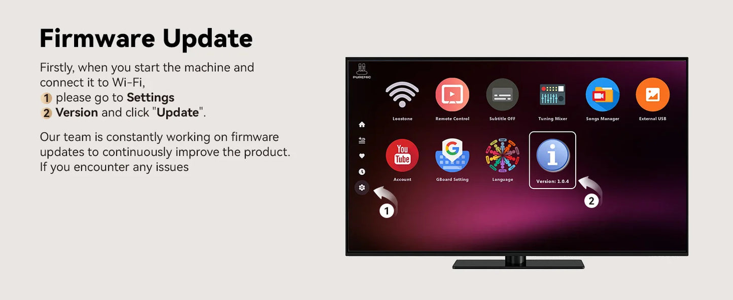 Puremic K3 Karaoke Machine with Dual Wireless Microphones, Rechargeable Dock, HDMI & AUX Support, Unlimited Songs Streaming System