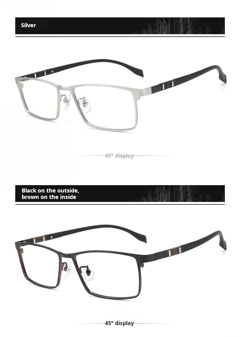 Retro Square Lightweight Alloy Eyeglasses Frames for Men