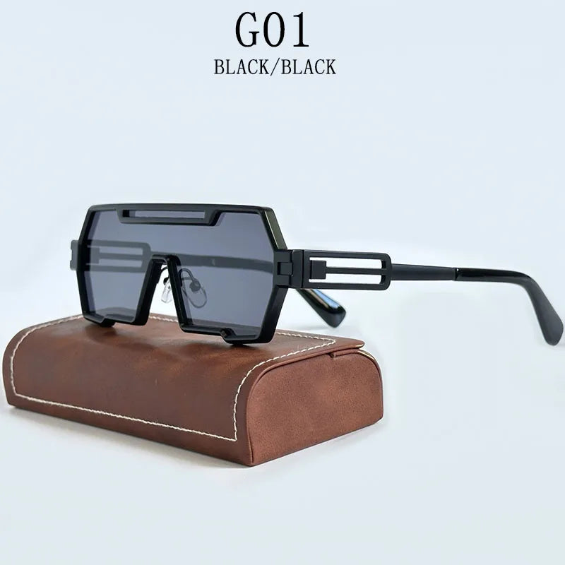 Square Steampunk Metal Sunglasses With UV400 Protection