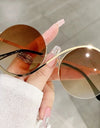 Round Sunglasses Women Rimless Blue Light Blocking Fashion Glasses
