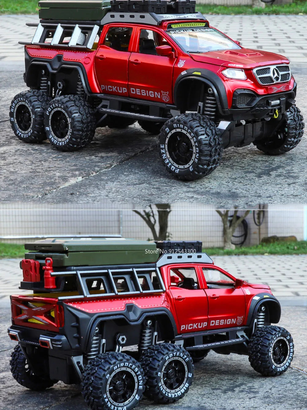 1:28 Scale X-Class 6x6 UNIMOG Motorhome Camping Car Model Toy Shock Absorption Sound Light Pull Back Off-road Vehicles Boys Gift