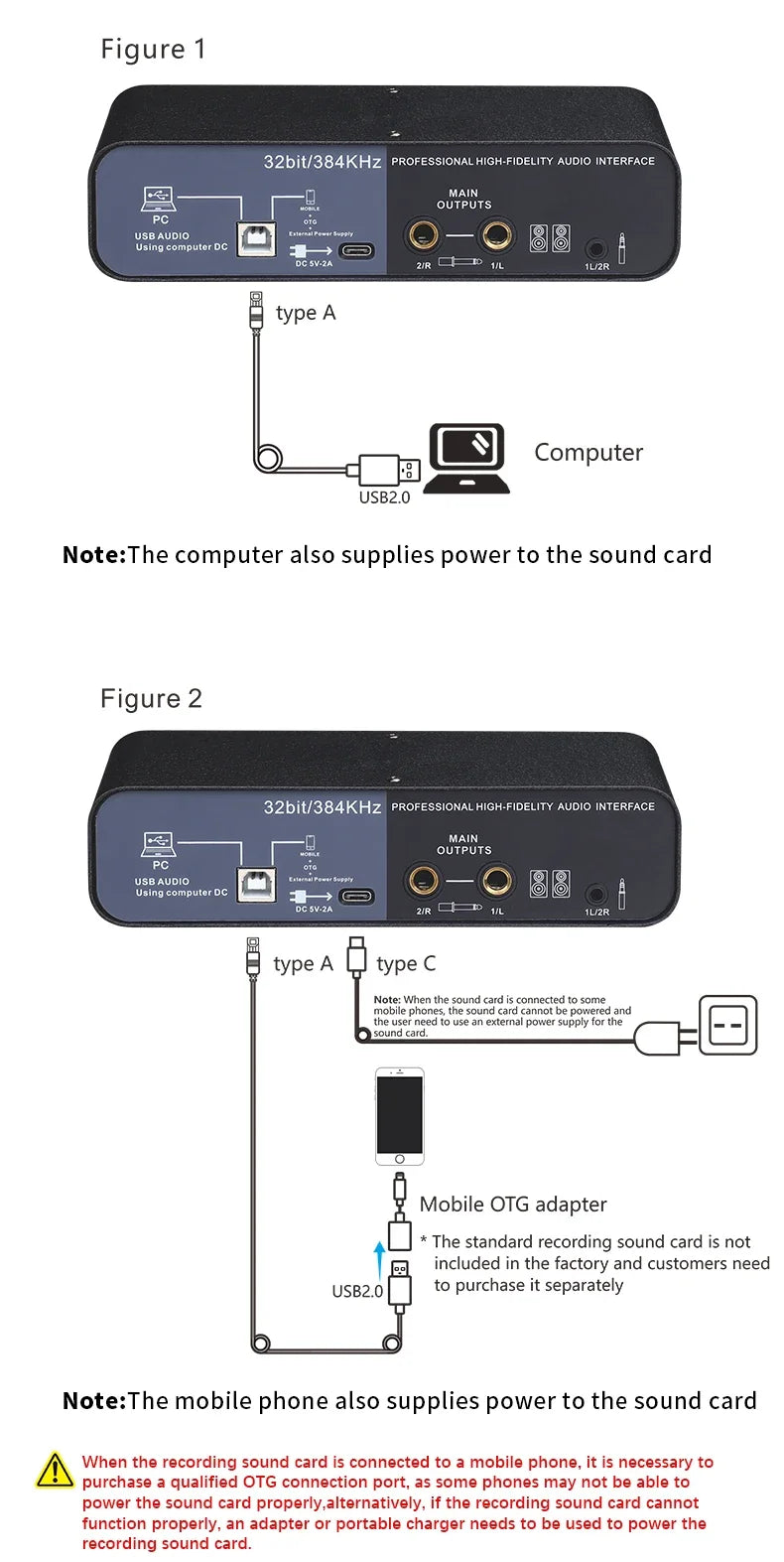 2 Channel USB Audio Interface Mixer For Guitar Recording And Studio Streaming