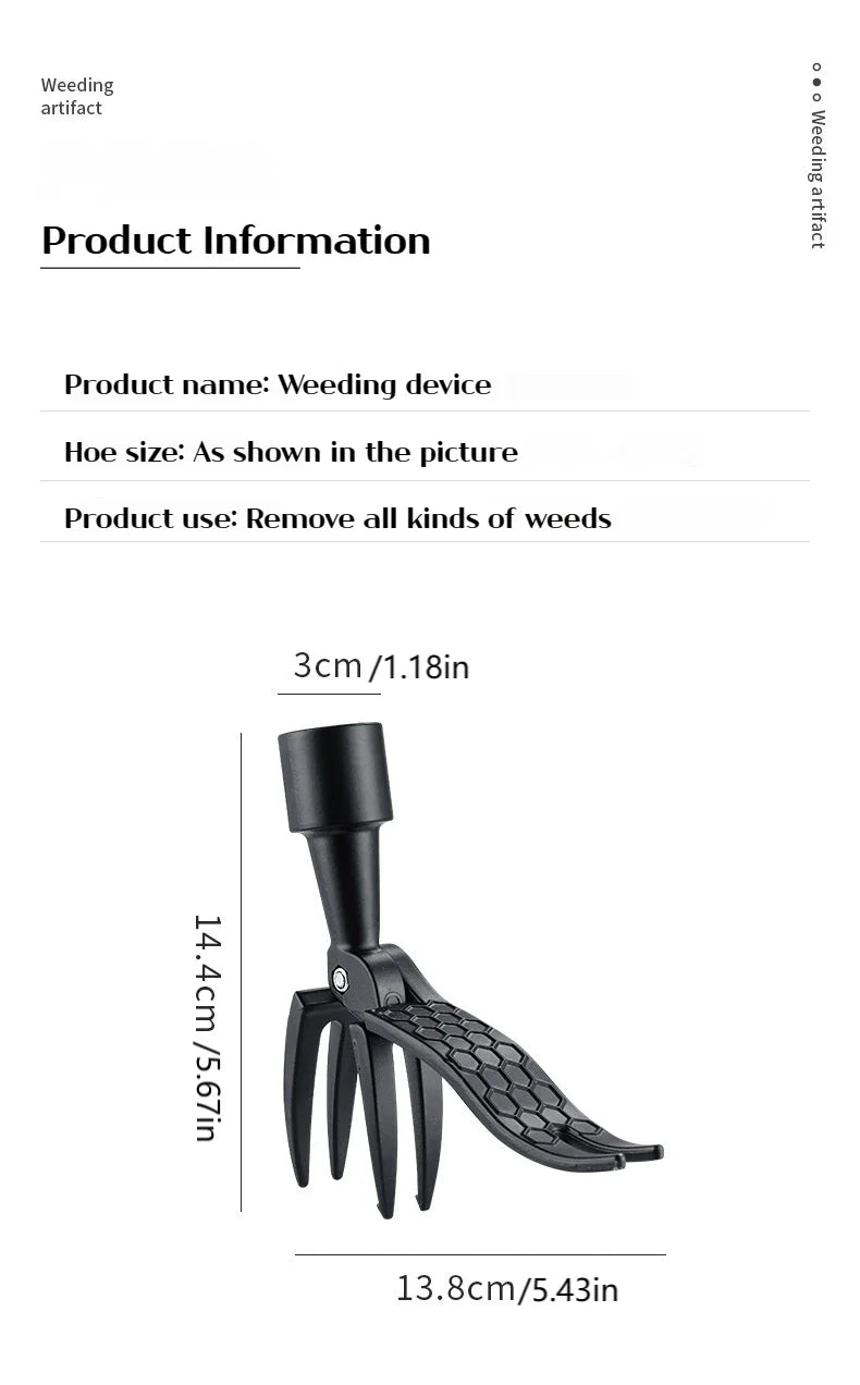 Portable Handheld Weeder Manual Weeding Tool for Root Removal Stand-Alone Design (No Pole)