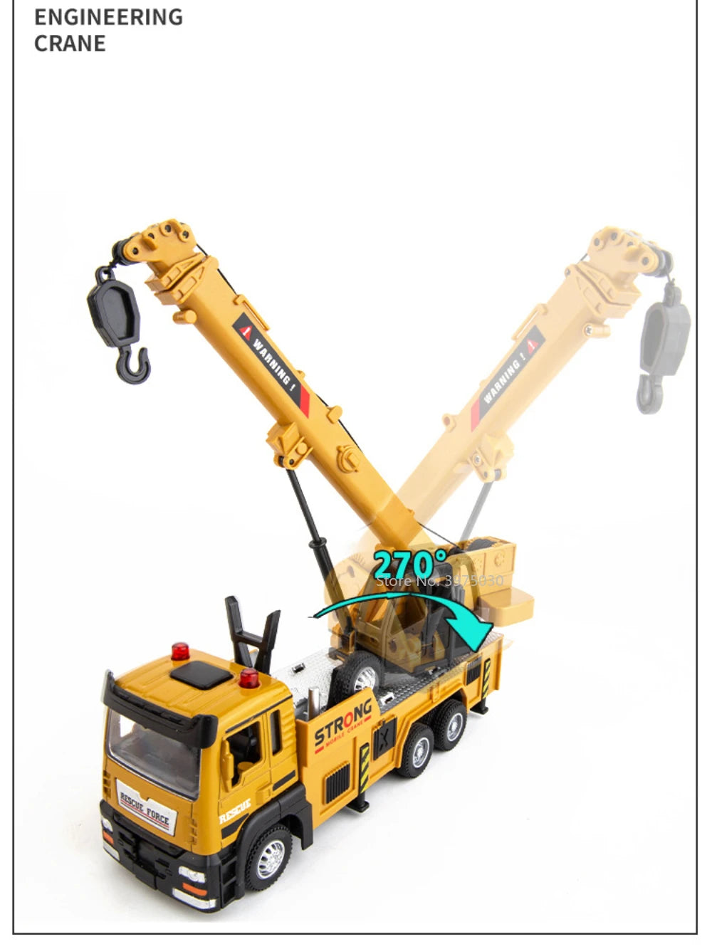 1/32 Crane Truck Alloy Car Model Diecast Metal Toy Simulation Engineering Vehicles with Sound and Light Model