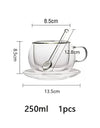 180/250ml Double Wall Glass With Dish And Spoon Clear Glass Espresso Cups Set Heat Resistant Handle Coffee Mug Drinkware