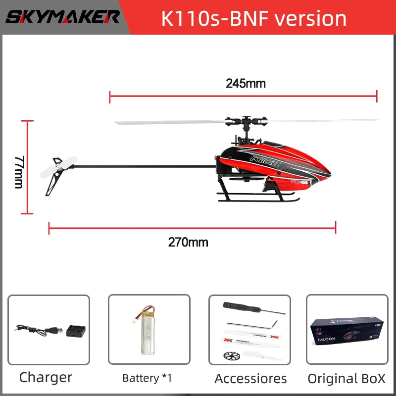 XK K110s RC Helicopter BNF 2.4G 6CH 3D 6G System Brushless Motor RC Quadcopter Remote Control Drone Toys For Gifts
