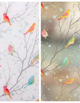 Privacy Window Film Opaque Static Cling Non Adhesive Film Bird Decals Decorative Glass Cover Tint Frosted Stickers for Home