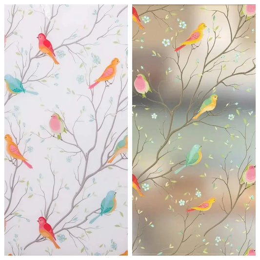 Privacy Window Film Opaque Static Cling Non Adhesive Film Bird Decals Decorative Glass Cover Tint Frosted Stickers for Home