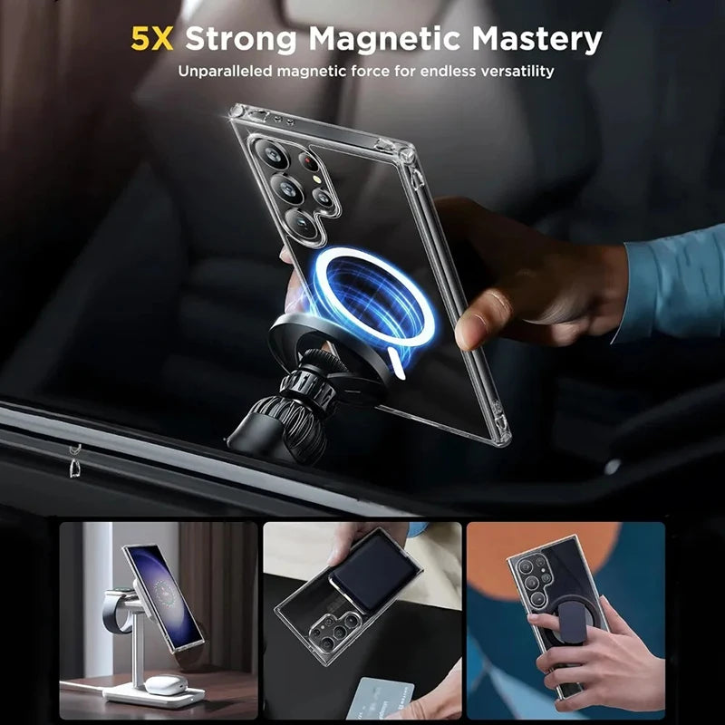 Magsafe  HD Transparent Acrylic Phone Case For Samsung S25 Ultra Egde S23 S24 Ultra Plus