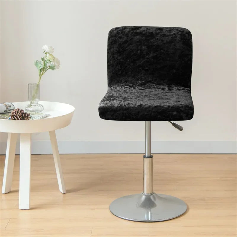 1PC Shiny Velvet Short Bar Chair Covers Stretch Back Bar Stool Covers Small Size Dining Barstool Slipcovers Party Banquet Decor