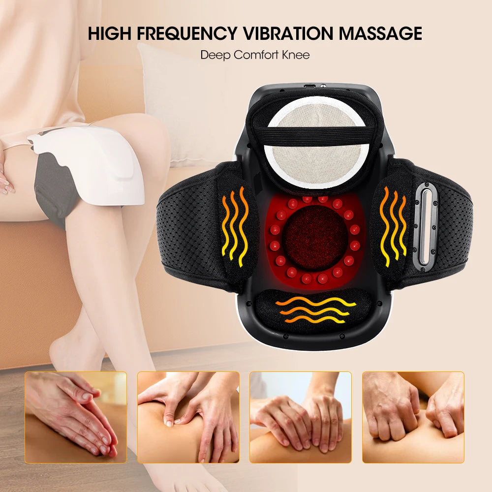 Electric Knee Massager with 3-gear Heating Knee Massage Machine Knee Massage Tool for Women & Men All-round wrap around the knee