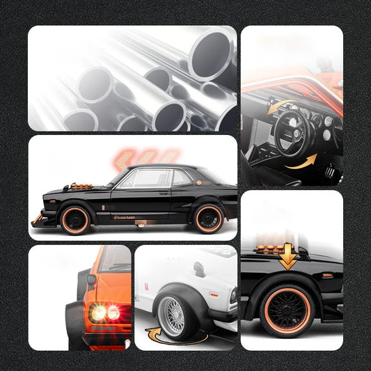 1 22 Scale Skyline 2000 GTR KPGC10 V8 Modified Diecast Pull Back Model Car with Sound and Light