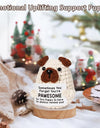 3 Pcs Funny Crochet Positive Energy Puppy With Card Desktop Ornament Handmade Knitted Emotional Support Dog doll Home Room Decoration