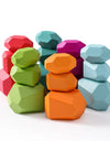 Wood Rainbow Stones Block Colorful Wooden Building Block Rainbow Stacker Balancing Stone Montessori Educational Toy Children