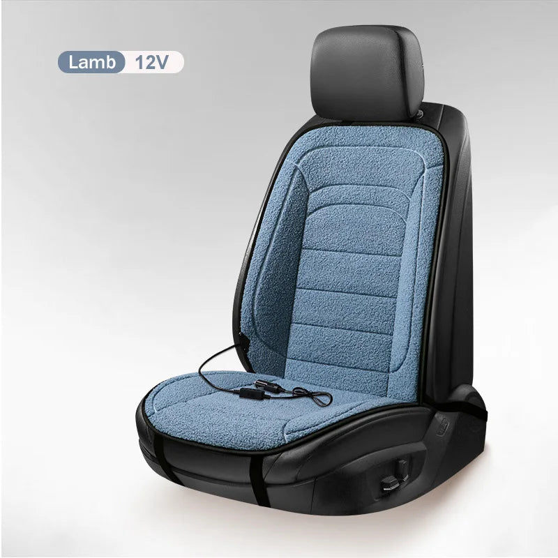 Heated Car Seat Cover 12V Fast Heating Seat Cushion Warm Plush Car Seat Heating Covers Seat Protector Auto Seat Heater Pads Mat