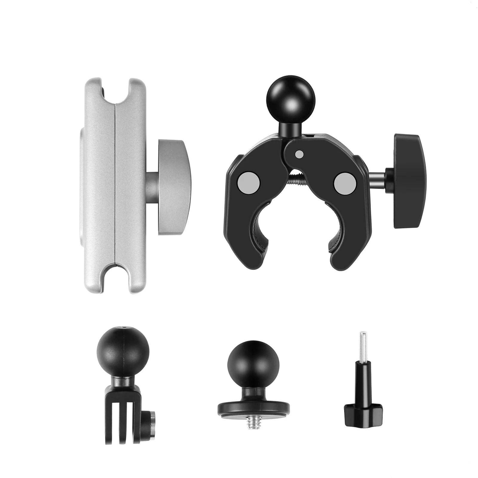 Motorcycle Crab Pliers Clip Arm Mount with Mount Adapter & Long Screw for Gopro/ Insta360/ DJI Sport Camera Accessories