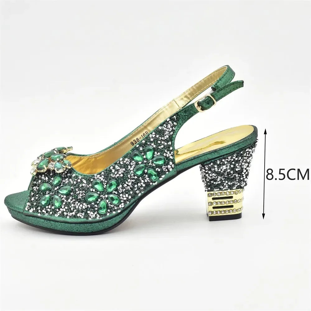 Italian Women Wedding Shoes and Bag Set Decorated with Rhinestone Women Shoe Size 43 Shoes for Women 2025
