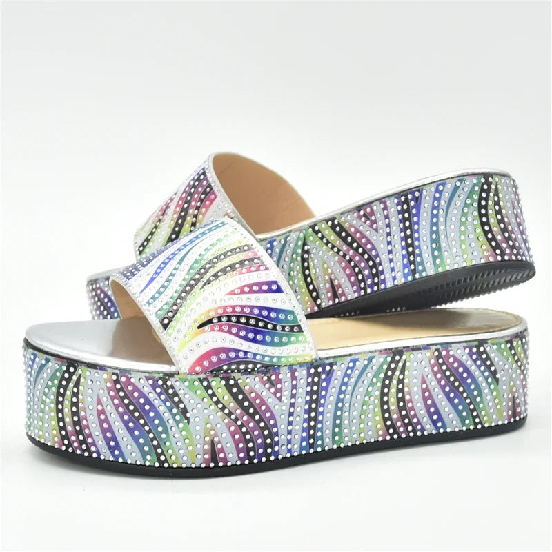 Summer Women's Mid Heels Slippers Nigerian Women Sandal High Quality Hot Selling Italian Style Slingbacks African Women Slippers