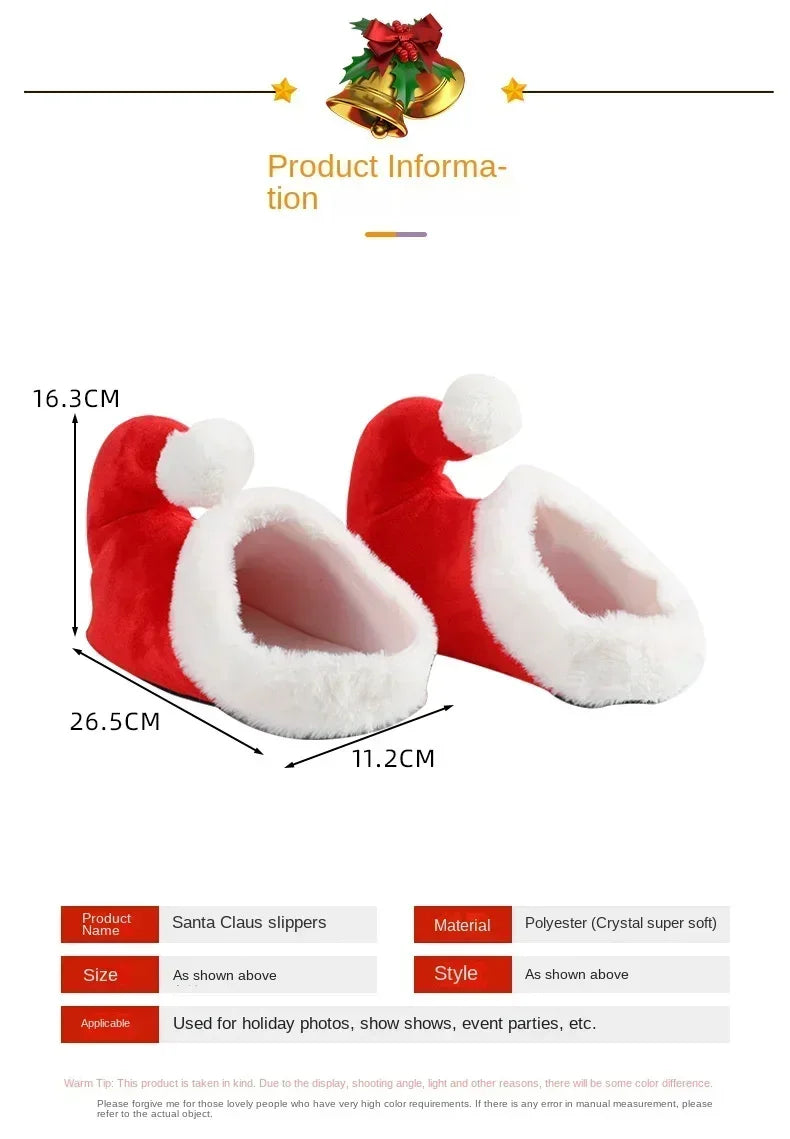 Christmas Decoration Slippers Cotton Slippers Santa Claus Elf Shoes Toe Anti-slip Warm Slippers for Adults  Christmas Party