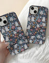 Cute Cartoon Embroidery Effect Ghost Flower Phone Case For iPhone 16 15 Pro Max Plus Double-deck Cover Protection Funda
