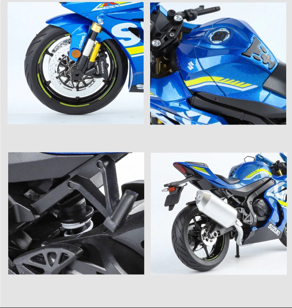 Diecast Suzuki GSX 1000R Racing Motorcycle Model 1 to 9 Scale
