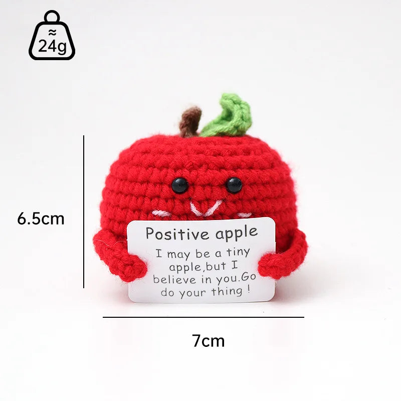 3 Pcs Positive Crochet Hedgehog Doll with Affirmation Card Home Room Decoration Funny Handmade Plush Doll Ornaments Christmas Gifts