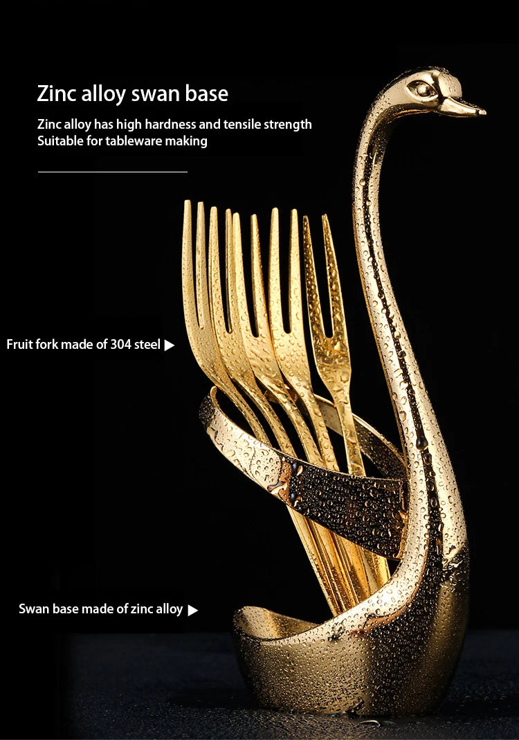 European Swan Tableware Holder Stainless Steel Spoon and Fork Base Elegant Utensil Stand Home Decor and Kitchen Organization