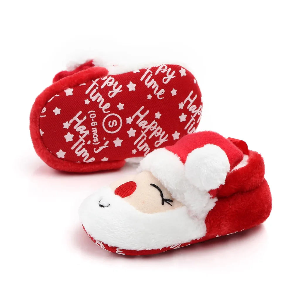 Shoes for Winter Christmas  Shoes Cute Santa for Boys and Girls 11CM/12CM/13CM 0-12 Months Warm Lining Inside Soft