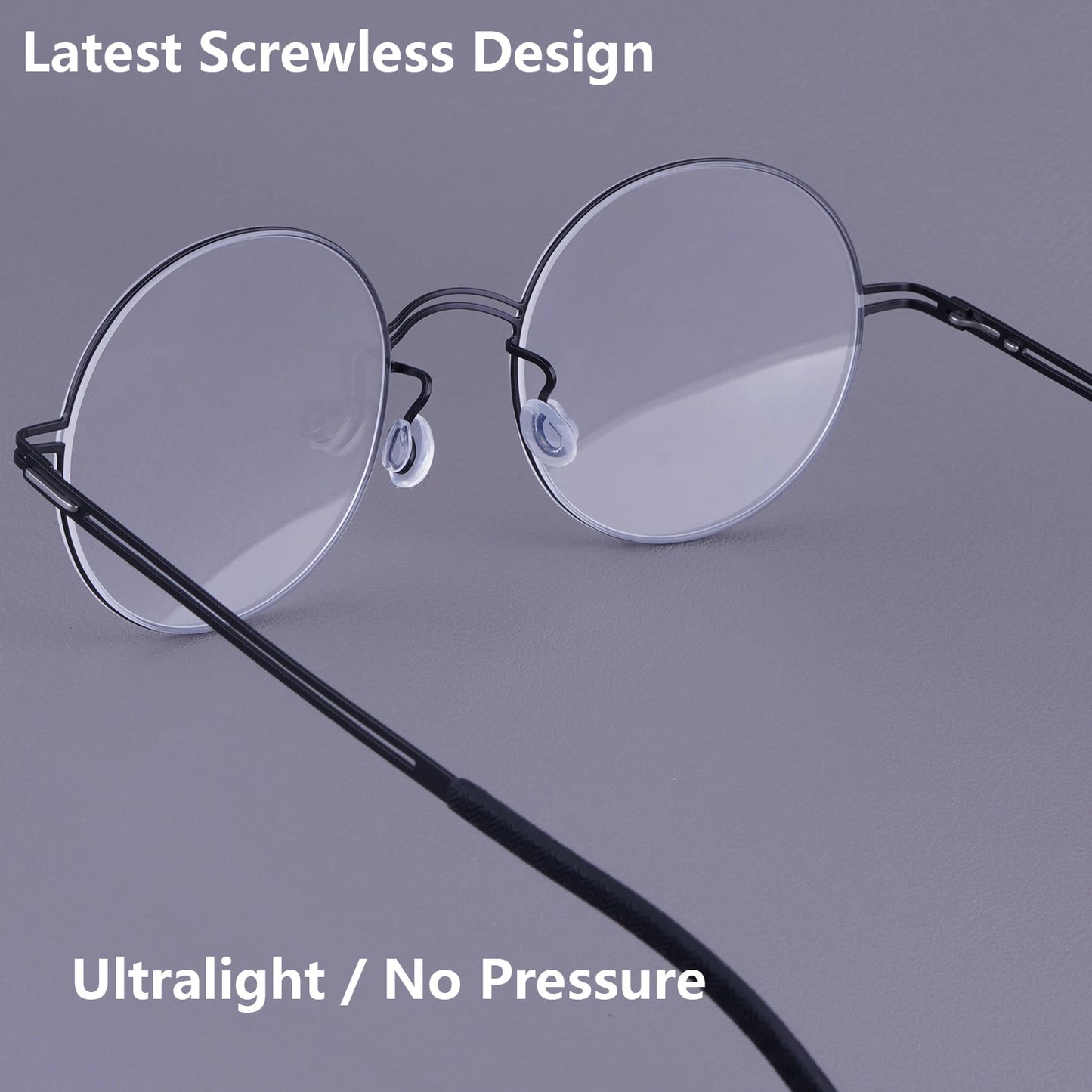 Round Screwless Pure Titanium Eyeglasses Frame