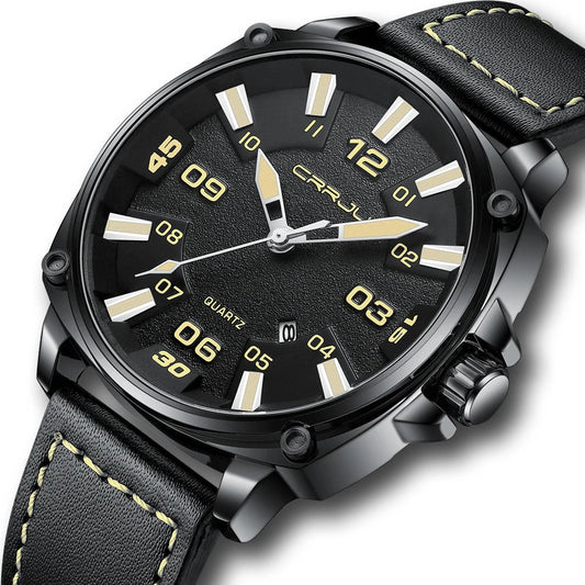 Simple Fashion Thin Date Wristwatches Male Luxury Design Breathable Leather Watches Men's Quartz Clock