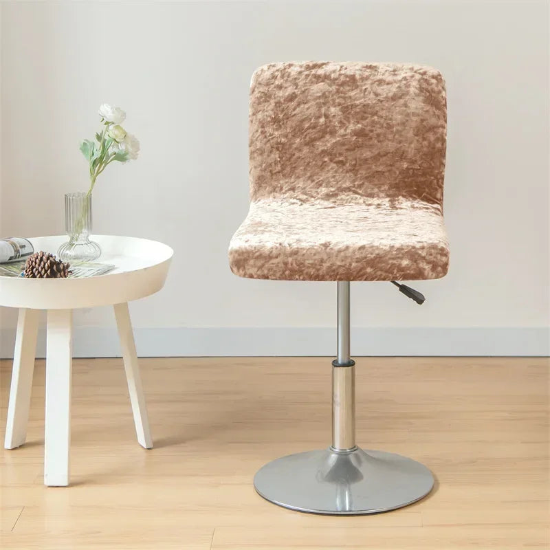 1PC Shiny Velvet Short Bar Chair Covers Stretch Back Bar Stool Covers Small Size Dining Barstool Slipcovers Party Banquet Decor