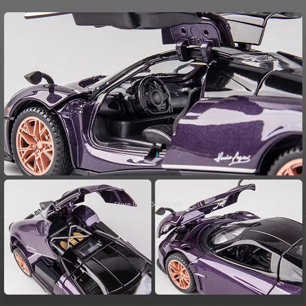 1:32 Scale Pagani Dinastia Huayra BC Car Model Toy Sound Light Gull Wing Door Alloy Diecast Supercar Models Boys Gifts