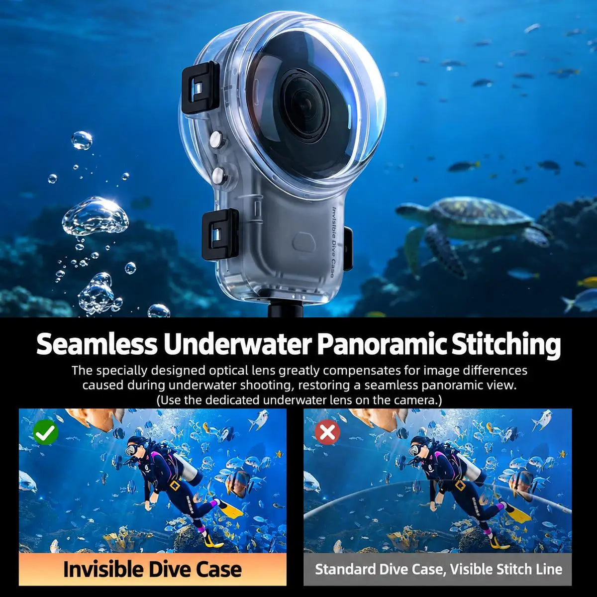 60 Metre Invisible Waterproof Diving Case for Insta360 X6