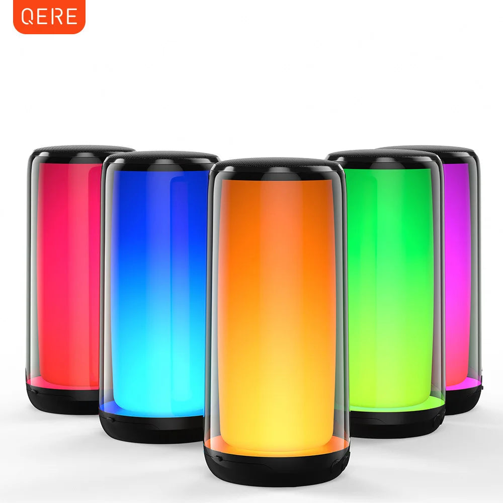 HF33 Mini Portable Wireless Speaker Outdoor Subwoofer with 360 Led HiFi Sound Quality Camping Bass Speaker Supports TWS/TF/AUX