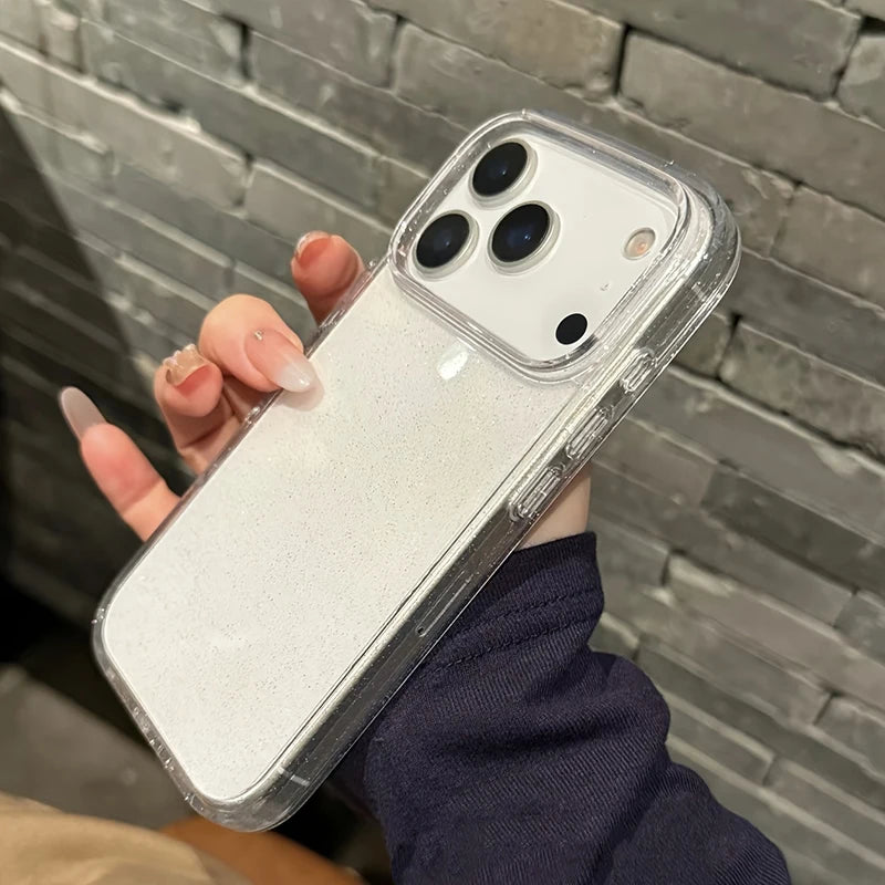 Luxury Glitter Bling Transparent Case For iPhone 17 Pro Max 17 Air 14 15 16 Pro Max Shockproof TPU Cover