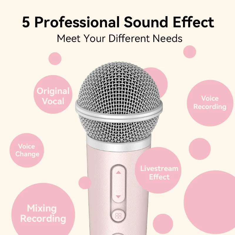 Sing & Record Wireless Karaoke Microphone with Earphone Monitoring, DSP Voice Enhancement Mic for Spotify, YouTube & Smule