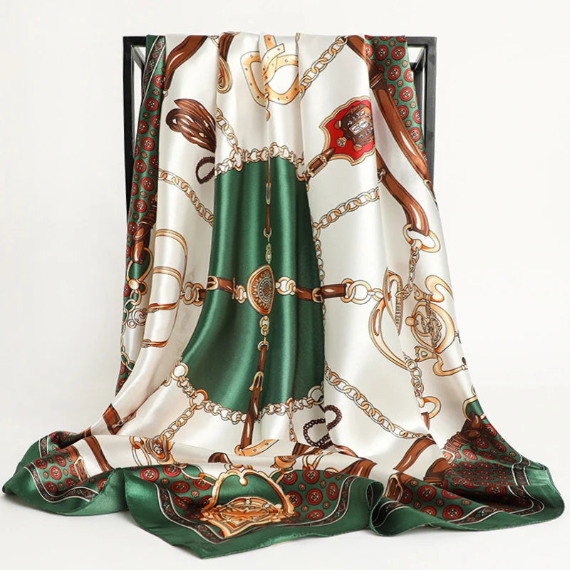 Square Women Scarves Silk Office Ladies Hair Neck Bandanna Headband Foulard Headcloth Muslim Headscarf Female muffler