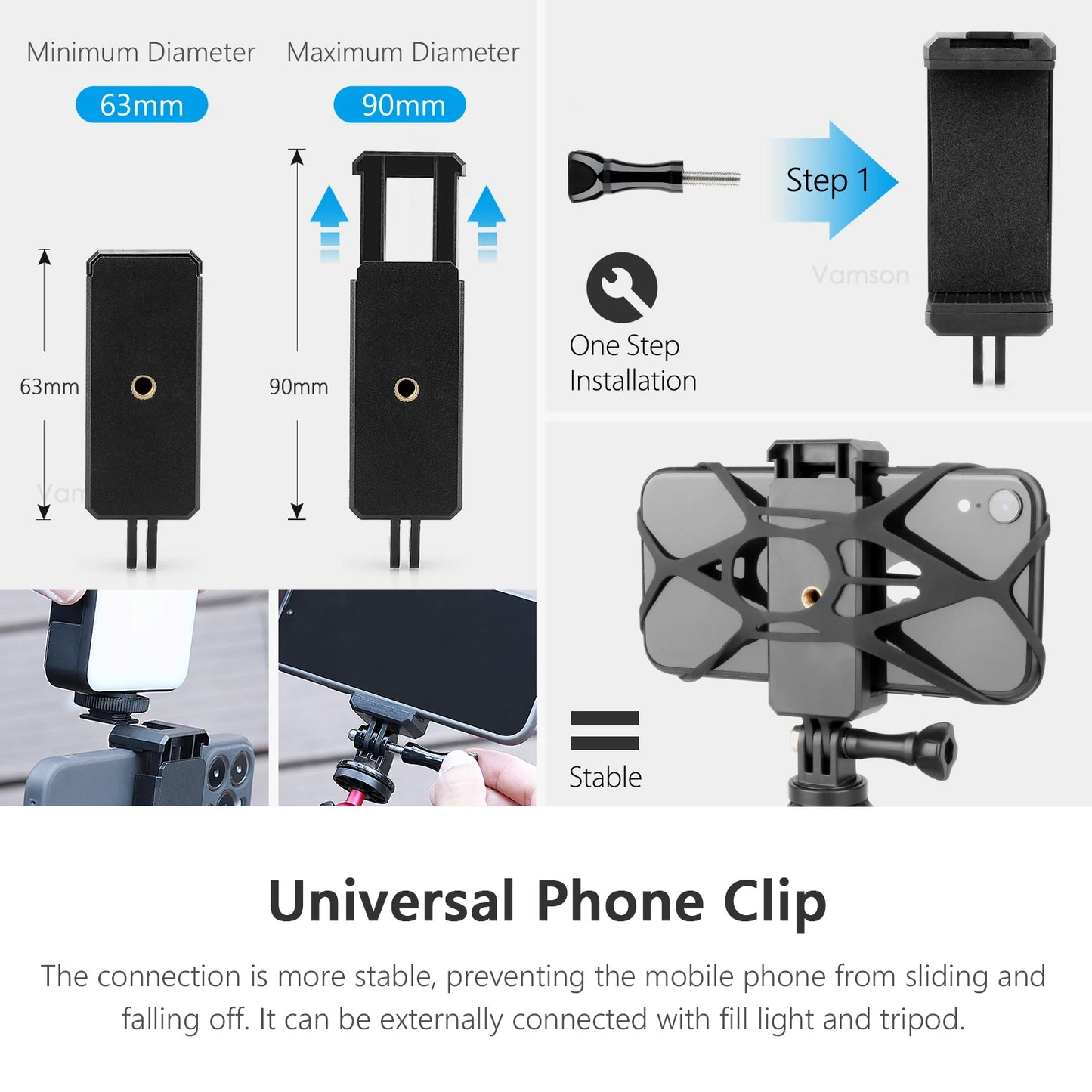 360°Rotation Backpack Clip for Cellphones Smartphone for iPhone Shoulder Belt Mount for Gopro 11 Insta360 x3 One x2 Dji