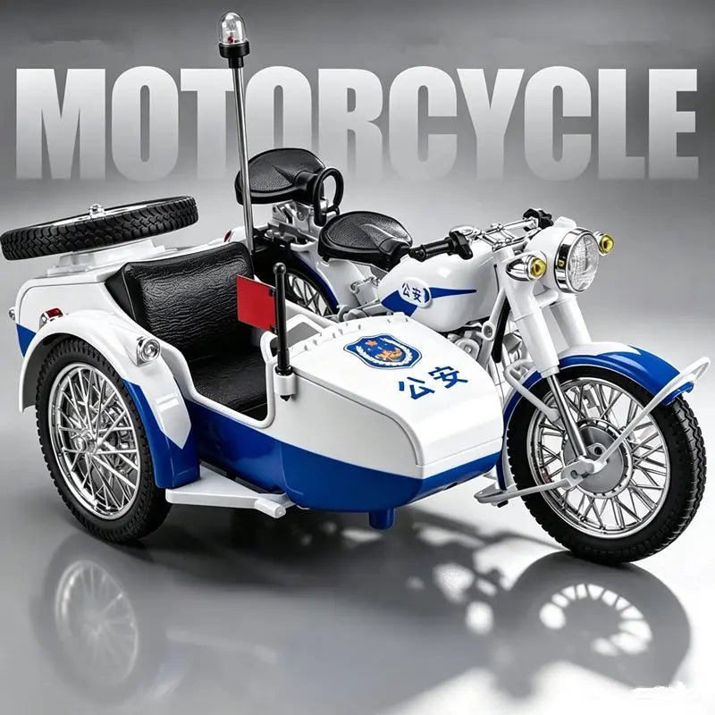 Diecast Retro Military Sidecar Motorcycle Model 1 to 10 Scale