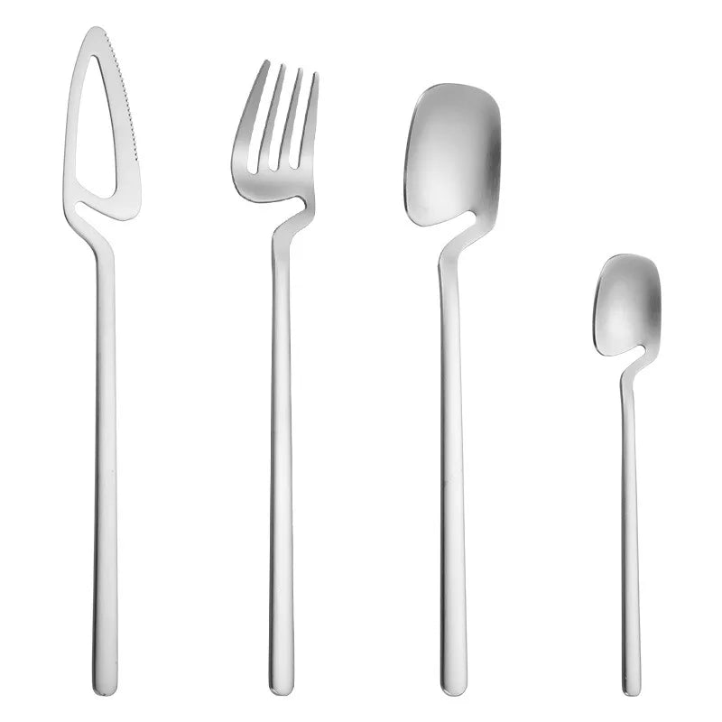 4pcs Rainbow Dining Spoon Fork Table Set Home Kitchen Table Decor Cutlery Sets Ice Cream Desserts Soup Coffee Use Kitchen Tools