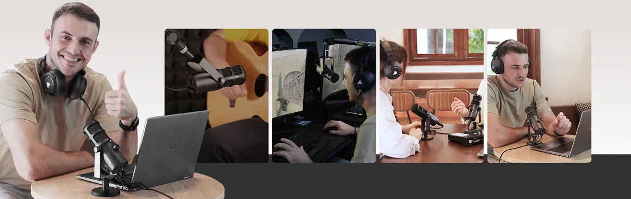 USB/XLR Dynamic Microphone All Metal With One-Touch Mute Headphone Jack And Volume Control For Podcasting Streaming PD400X