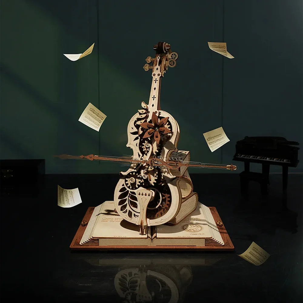 3D Wooden Puzzle Funny Magic Cello Mechanical Music Instrument Creative Toys