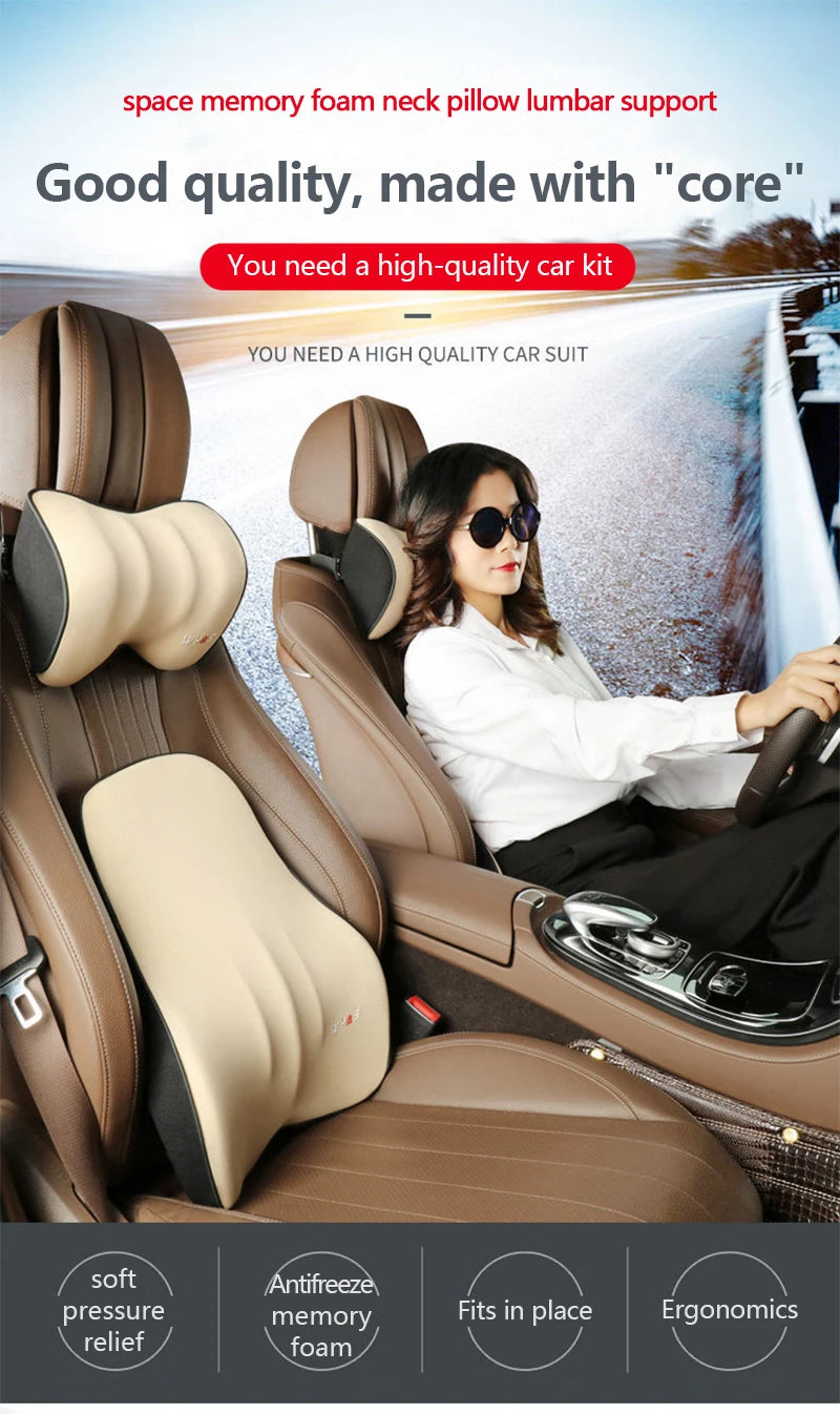Car Lumbar Support Headrest Neck Pillow Support Universal Soft Neck Pillows Cushion Car Memory Foam Lumbar Pillow Back Support